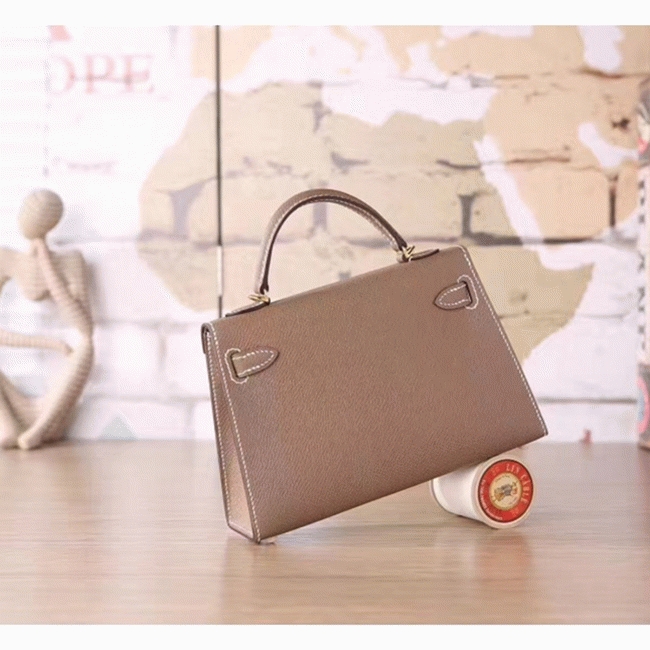 Etoupe Epsom Replica Hermes Kelly 20cm Elegant Tote angle 5
