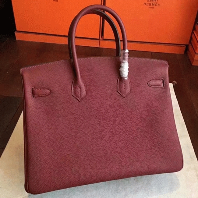 Bordeaux Color Top Designer-Inspired Hermes Birkin 35CM Fake angle 5