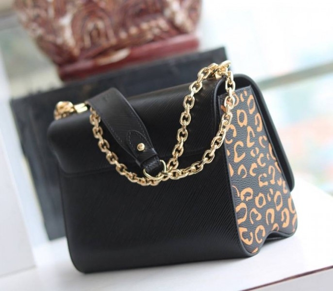 Louis Vuitton Epi Leather Jungle Edition Twist MM Bag In Black angle 4
