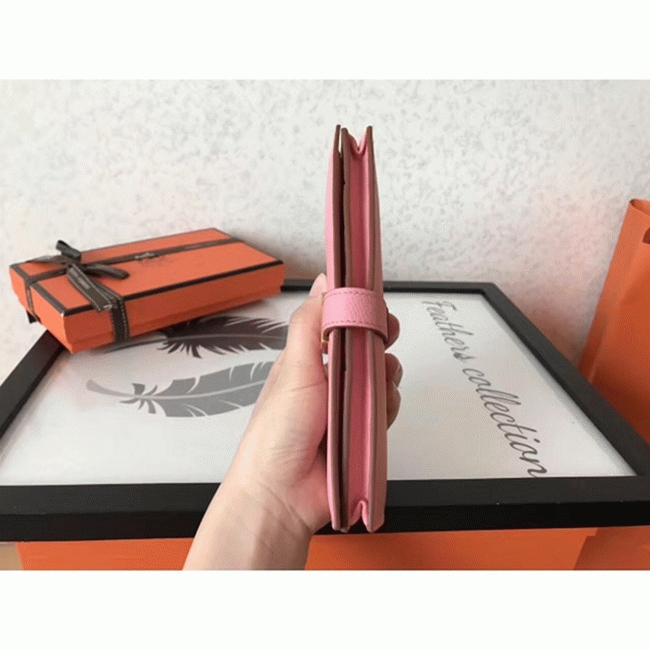 Pink Replica Hermes Bearn Wallet angle 3