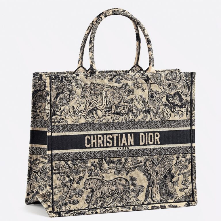 Dior Large Book Tote Bag Imitation in Blue Toile de Jouy Embroidery
