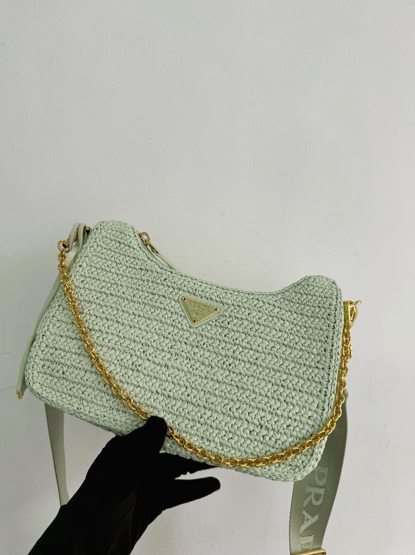 Prada Re-Edition Crochet Bag Replica in Aqua angle 5
