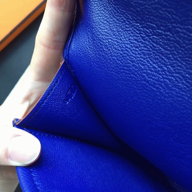 Electric Blue Epsom Replica Hermes Jige Elan 29 Modern Clutch angle 4