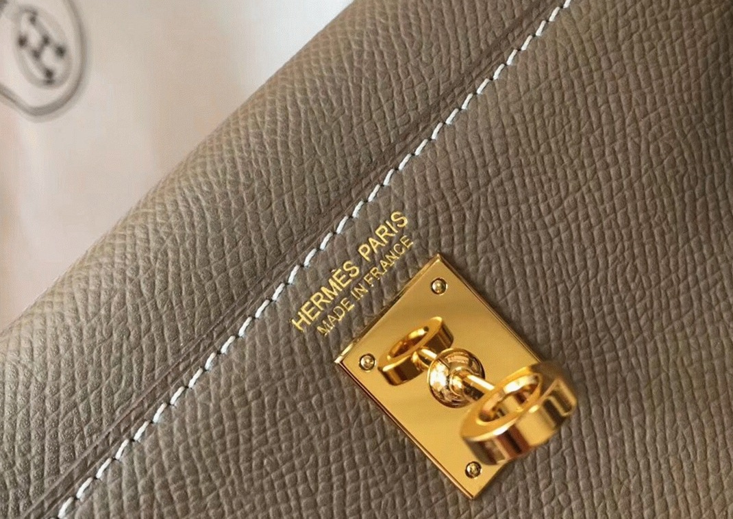 Hermes Kelly Mini II Bag Replica in Taupe Grey angle 5