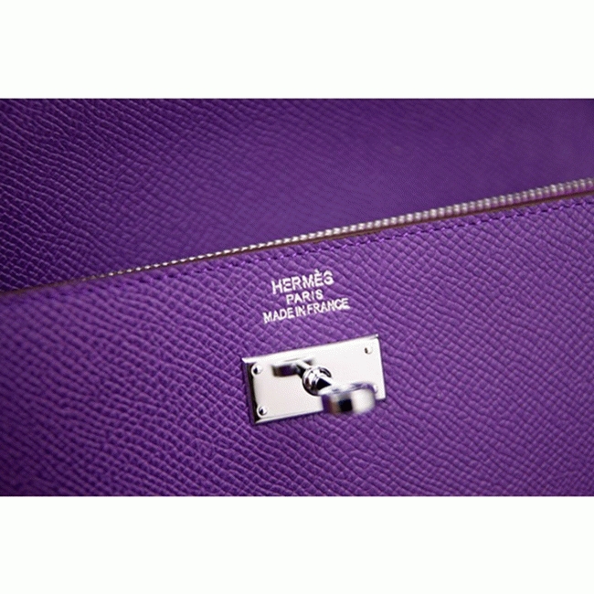 Purple replica Hermes Kelly Longue wallet angle 5