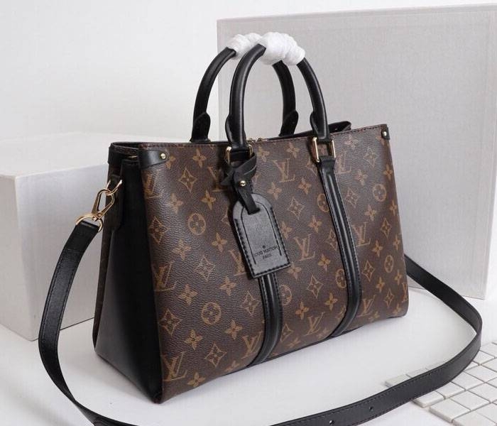 Louis Vuitton Monogram Canvas Soufflot MM Bag In Black angle 2