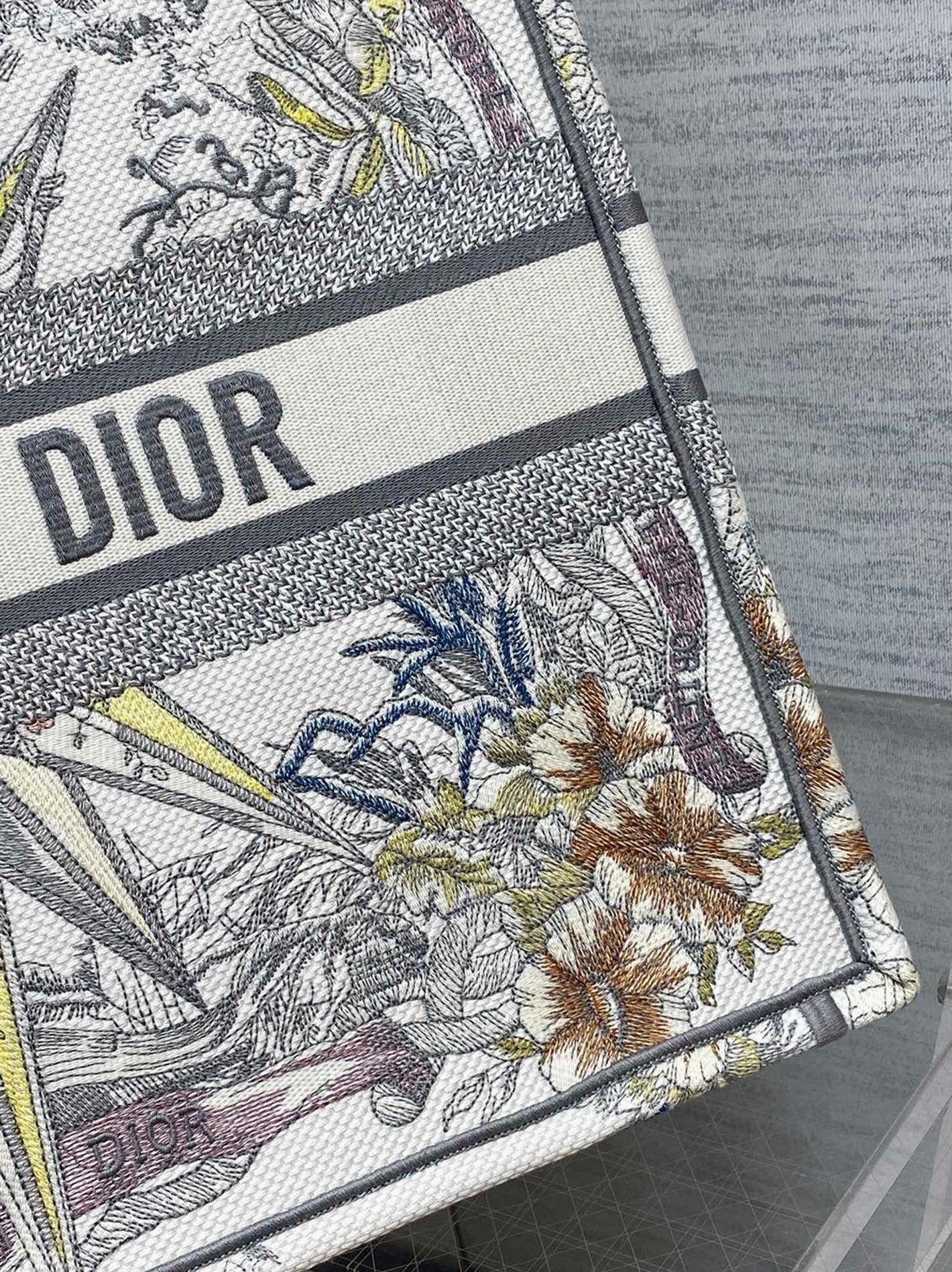Dior Large Book Tote Bag Replica in Multicolor Rêve d Infini Embroidery angle 3