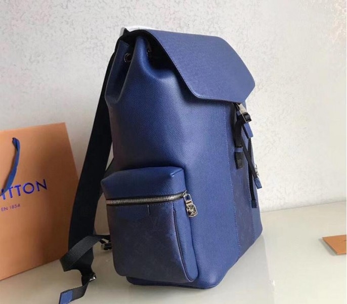 Louis Vuitton Taiga Leather Outdoor Backpack In Pacific Blue angle 2