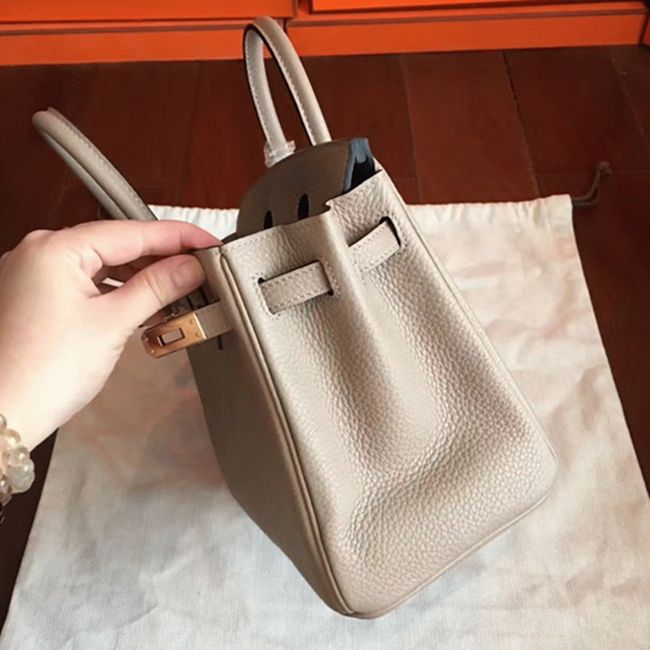 Fake Hermes AAAAA Grey 25cm Birkin Purse angle 2