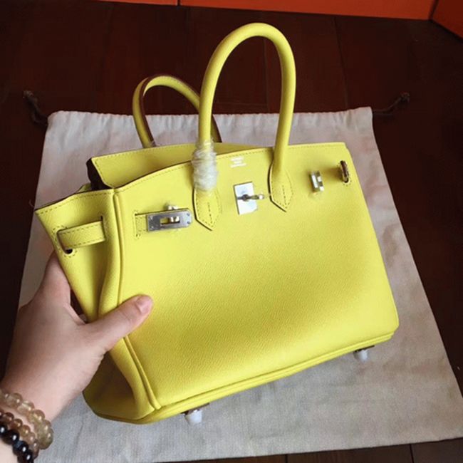 Yellow Hermes Birkin 25cm Premium Handmade Imitation angle 2