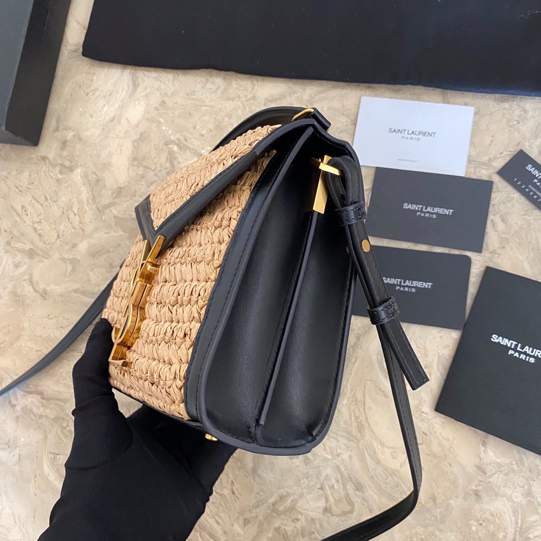 KAIA MIDDLE SATCHEL IN RAFFIA AND LEATHER angle 5