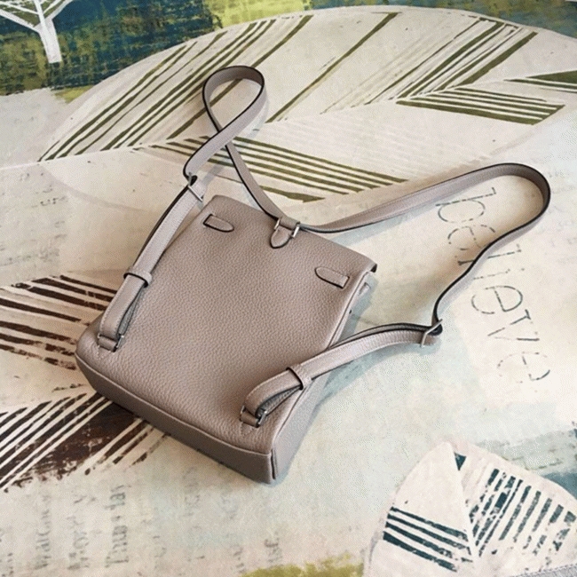 Gris Asphalt Clemence Replica High Quality Hermes Kelly Ado PM Bag angle 4