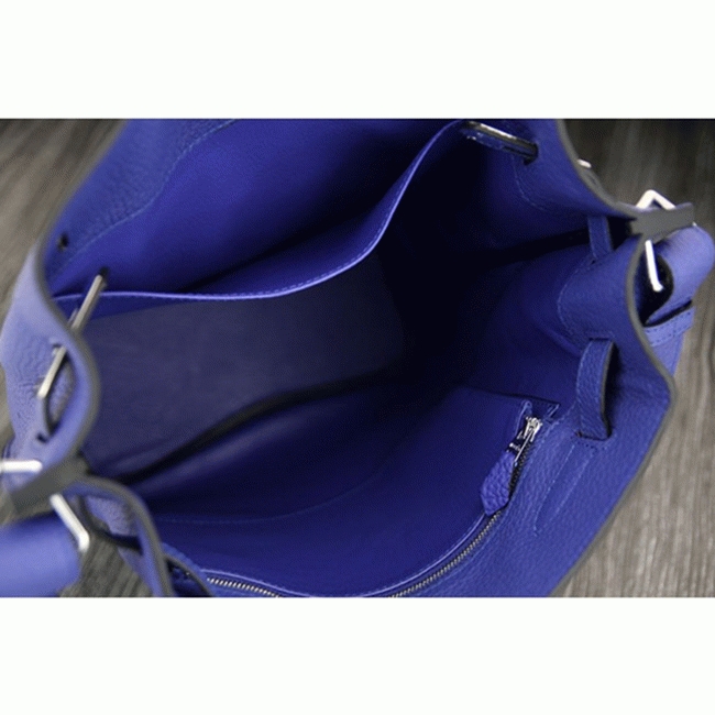 Blue Leather Knockoff Hermes So Kelly 22cm Cool-Toned Handbag angle 5