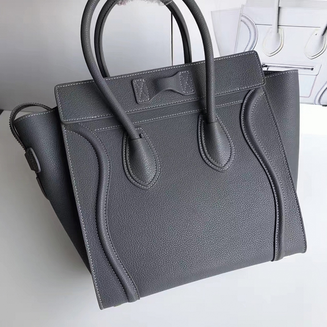 Celine Micro Luggage Tote Bag Faux in Kohl angle 5
