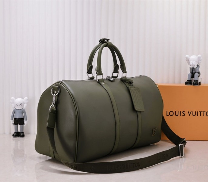 Louis Vuitton Aerogram Keepall Bandouliere 50 Travel Bag In Khaki angle 2