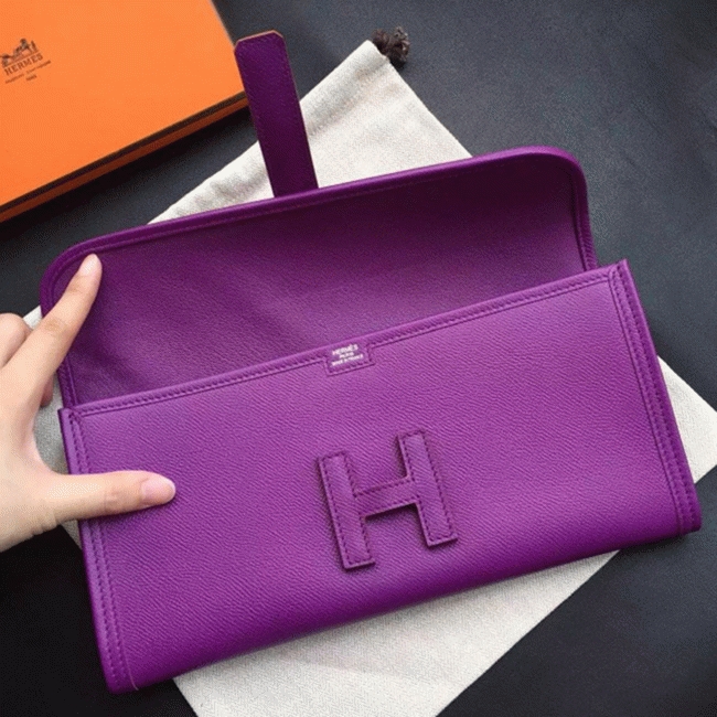 Cyclamen Replica 1:1 Hermes Jige Elan 29 Bright Pink Clutch angle 3