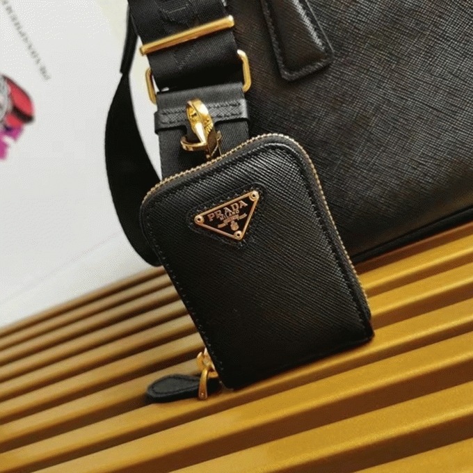 Black Prada Galleria Mini Bag Best Replica angle 2