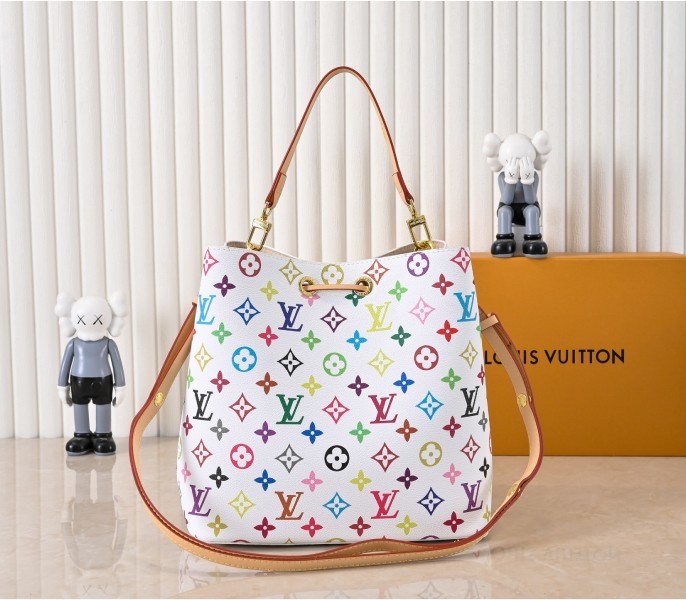 LV X TM Multicolored NeoNoe MM In White angle 3