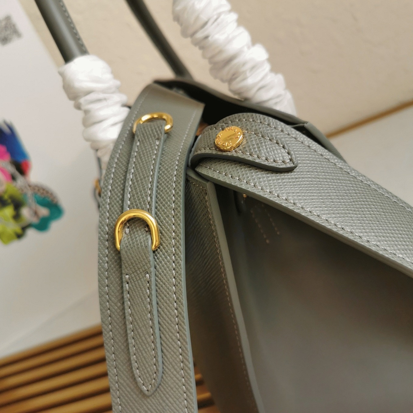 Grey Prada Monochrome Medium Bag Replica angle 4
