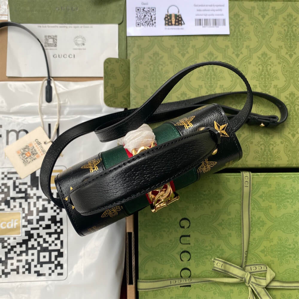 GG Sylvie Bee Star mini leather bag angle 3