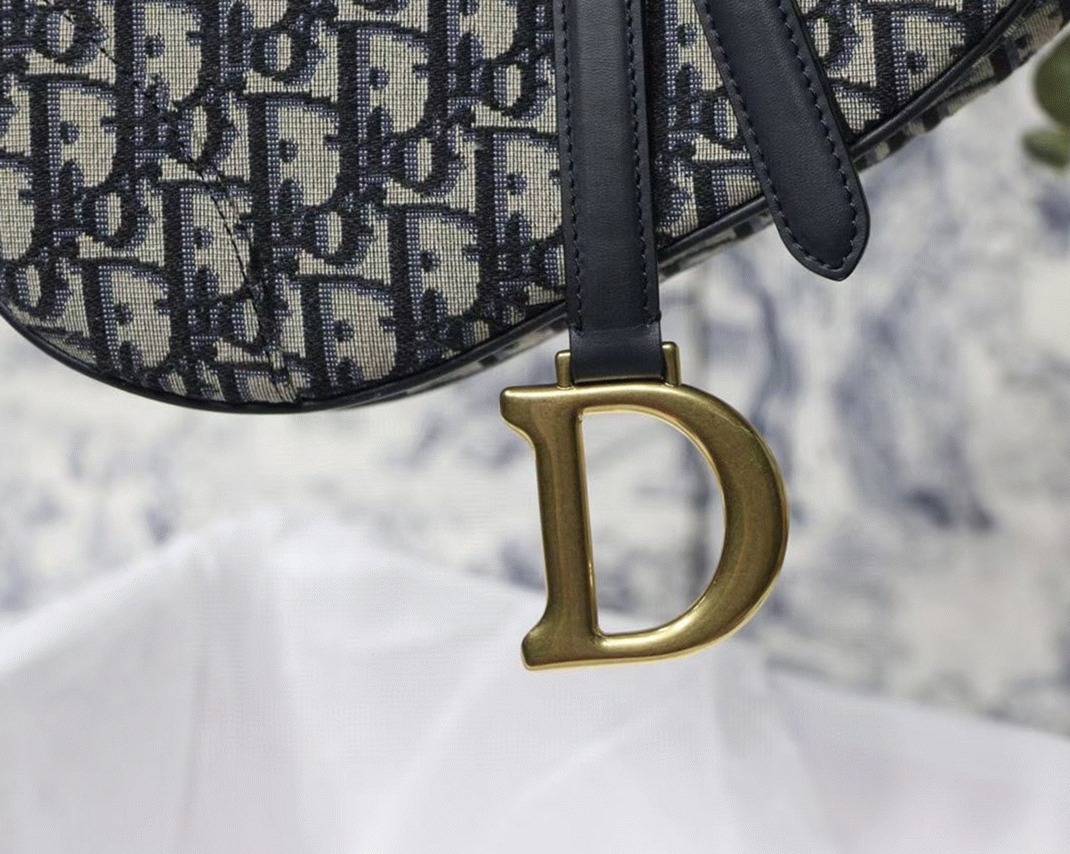 Dior Saddle Bag Knockoff in Blue Dior Oblique Jacquard angle 5