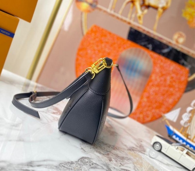 Louis Vuitton Monogram Empreinte Leather Bagatelle Mini Hobo In Black angle 3