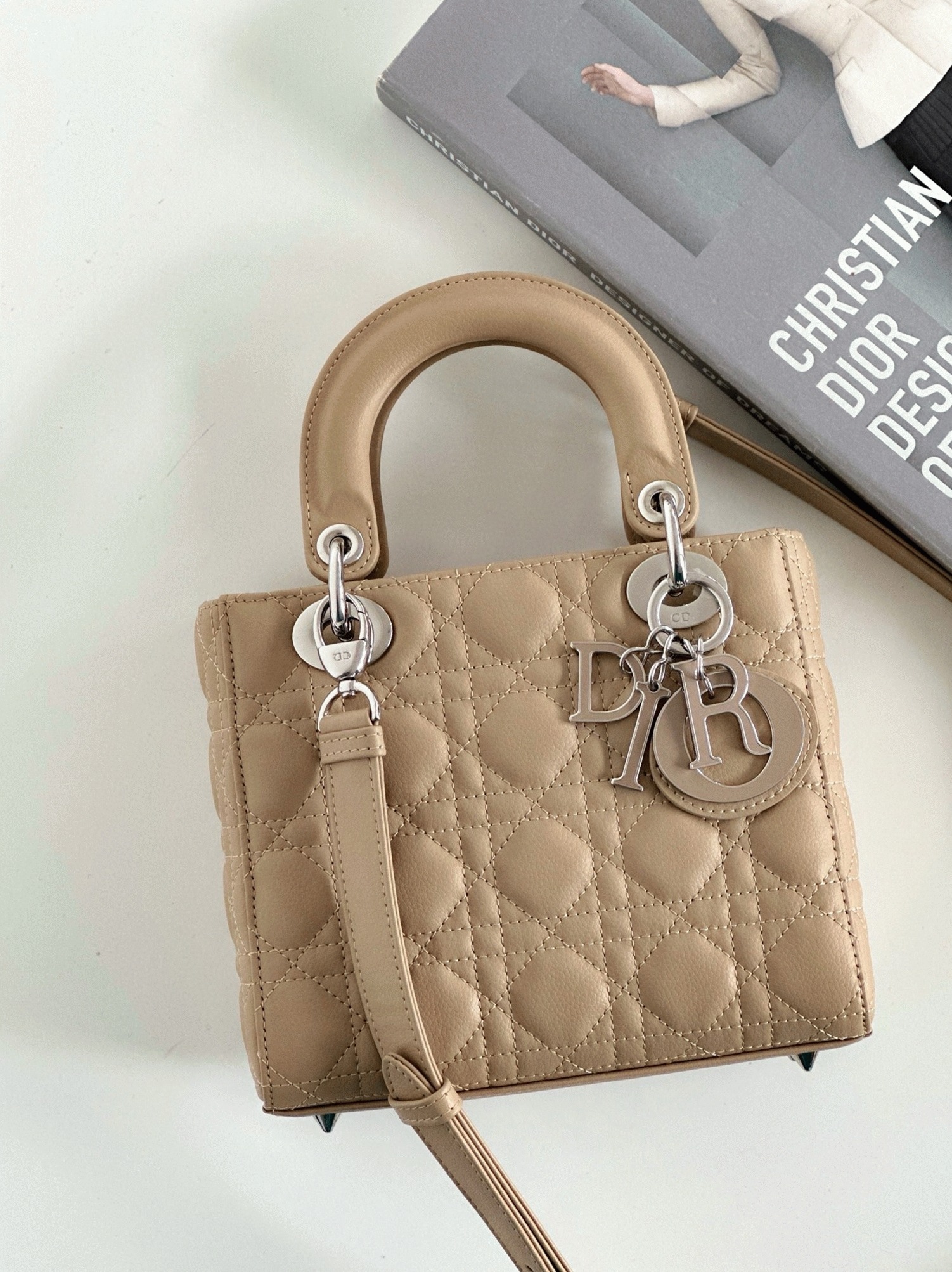 Dior Small Lady Dior My ABCDior Bag Replica in Beige Cannage angle 5