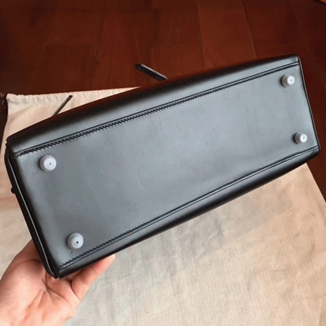 So Black Imitation Hermes Kelly Retourne 32cm French Style Bag angle 2