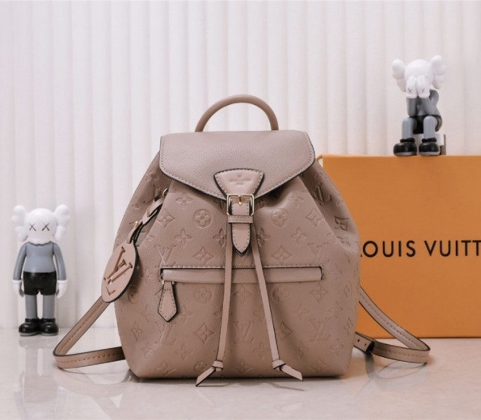 Louis Vuitton Monogram Empreinte Leather Montsouris PM Backpack In Tourterelle Gray
