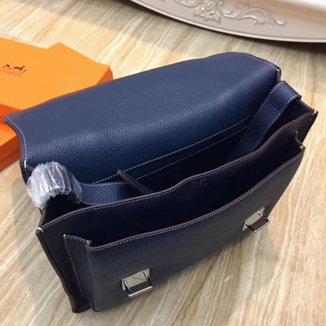 Dark Blue Cheap Knockoff Hermes Steve Messenger Bag angle 4