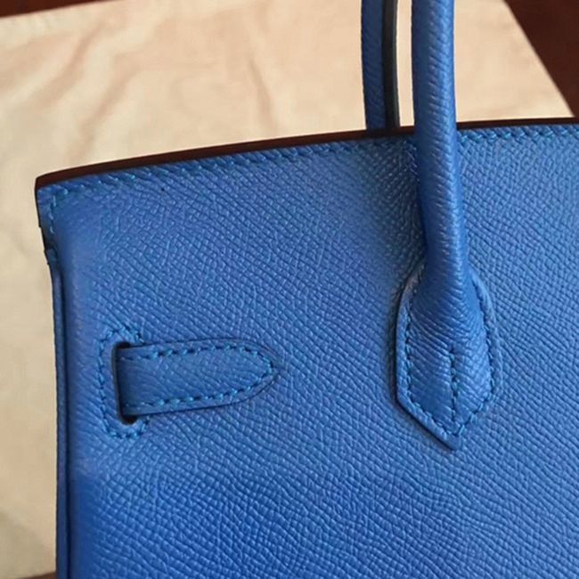 High-Grade Replica Hermes Birkin 25cm in Blue angle 5