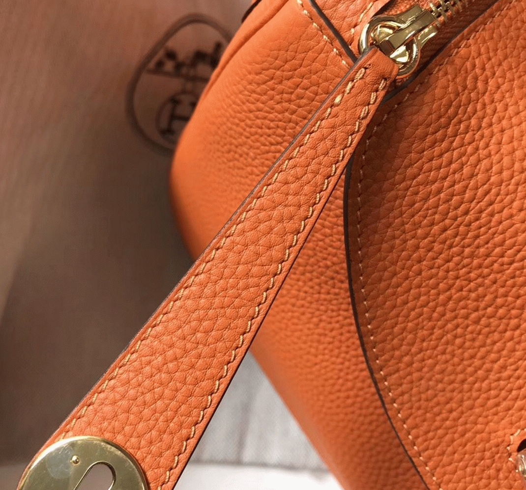 Top replica Hermes Lindy 30cm bag in orange shade angle 5
