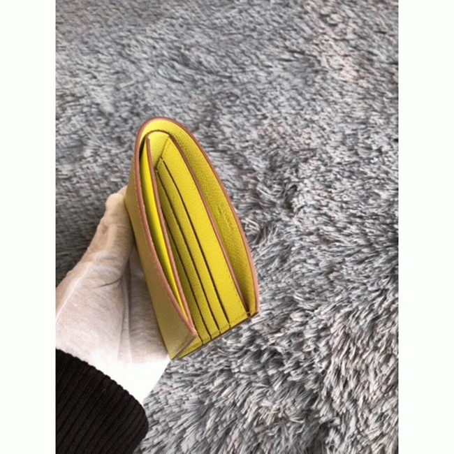 Yellow knockoff Hermes Copernic compact wallet angle 4