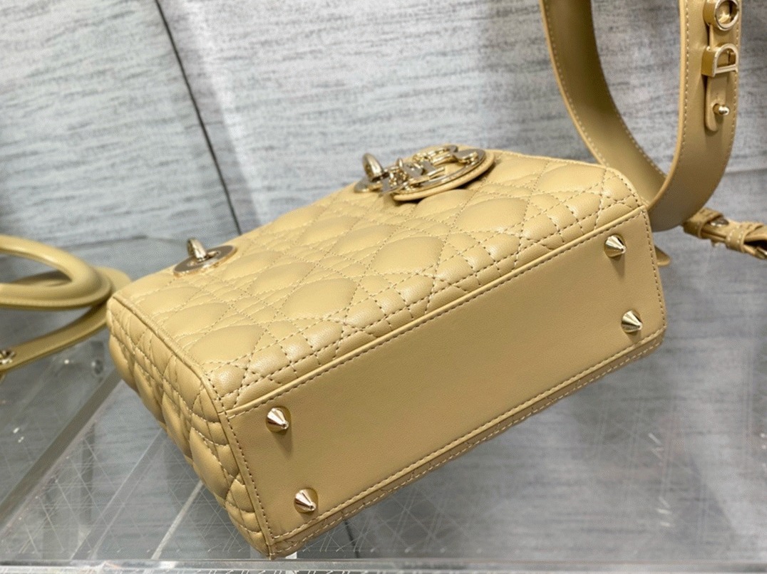 Dior Small Lady Dior My ABCDior Bag Fake in Pastel Yellow angle 3