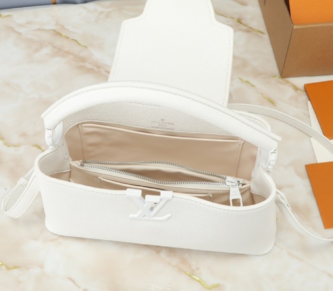 Louis Vuitton Capucines East-West MM Handbag In All Optic White angle 5