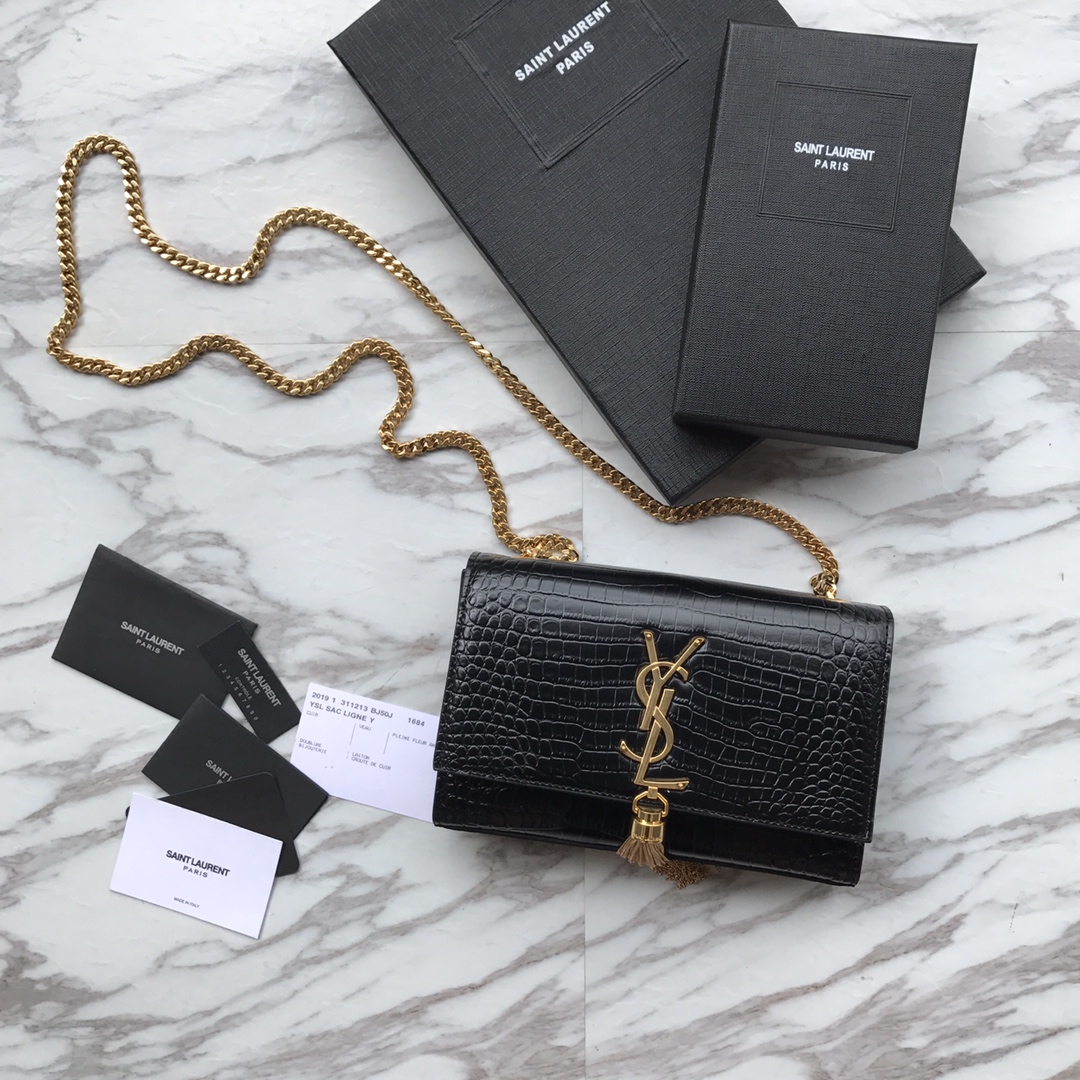 Yves Saint Laurent ‘Medium Monogram Sunset’ Croc Embossed Leather angle 2