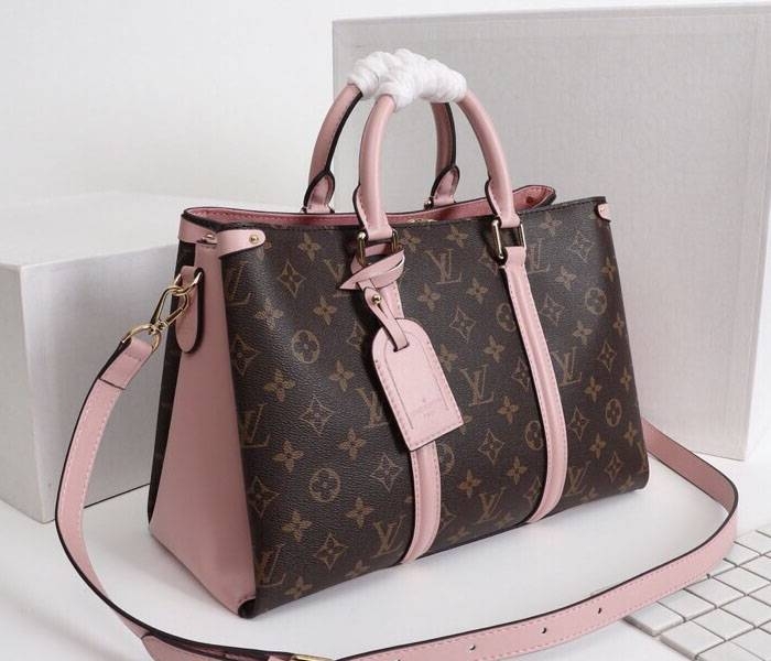 Louis Vuitton Monogram Canvas Soufflot MM Bag In Peach angle 2