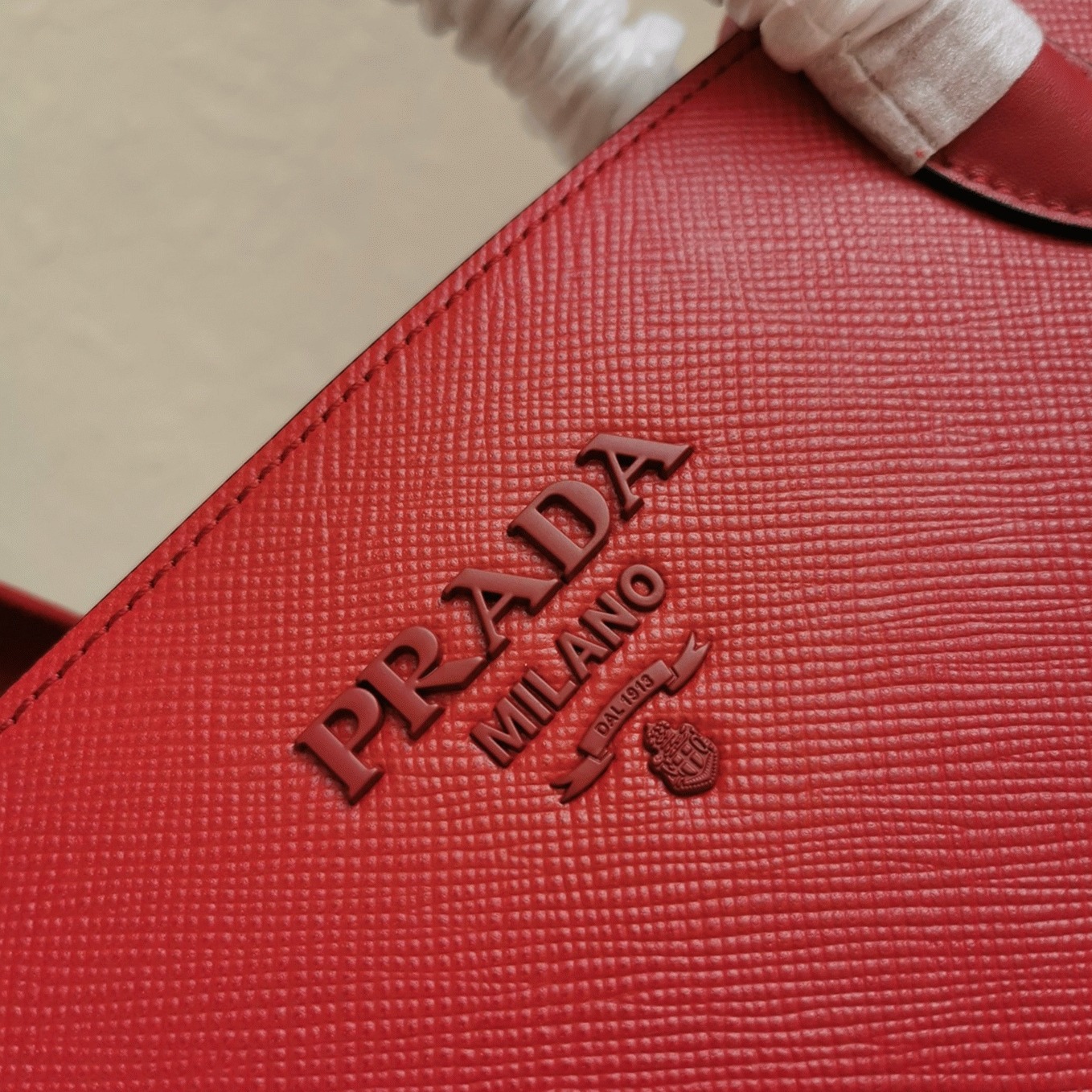 Prada Monochrome Medium Bag Replica in Red angle 5