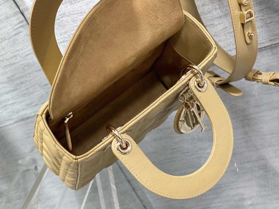 Dior Small Lady Dior My ABCDior Bag Fake in Pastel Yellow angle 2