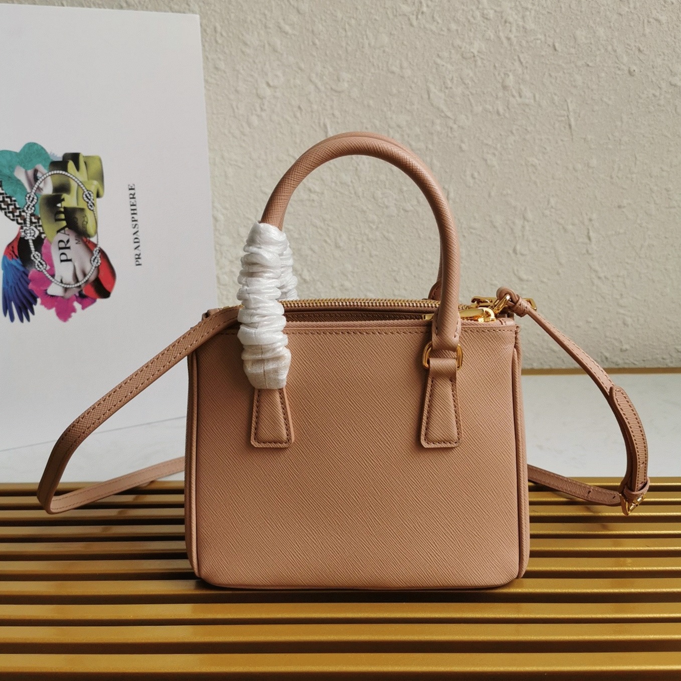 Powder Pink Prada Mini Galleria Bag Knock Off angle 4