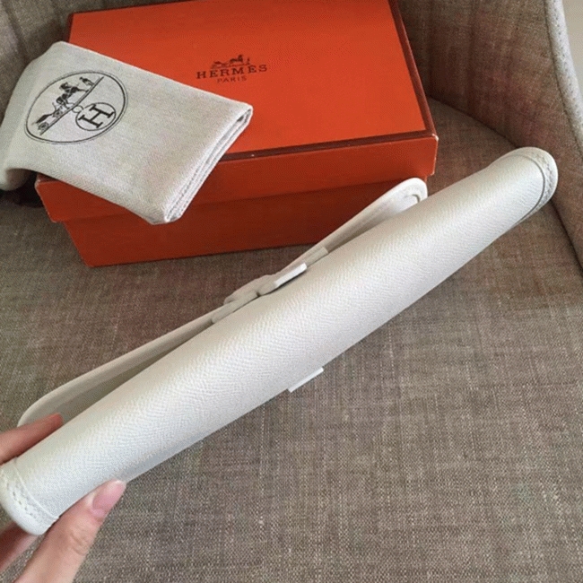 White fake Hermes Jige Elan clutch bag angle 5