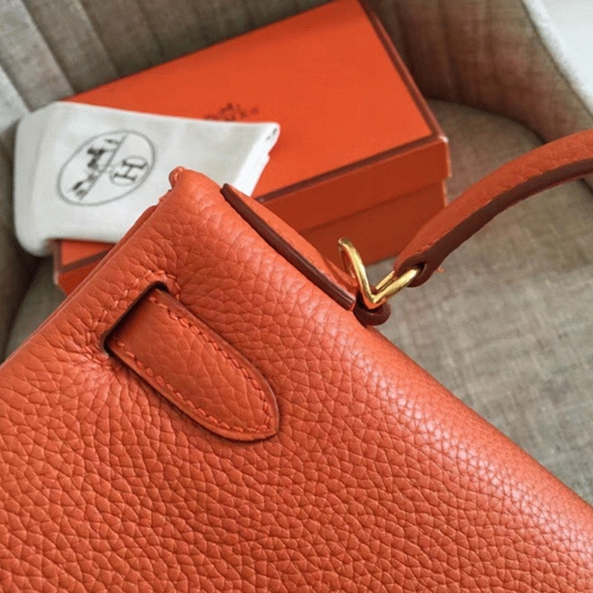 Orange Clemence Knockoff Hermes Kelly Retourne 32cm Bold Tote angle 3
