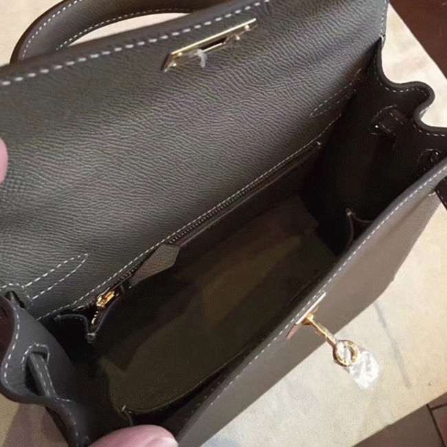 Etoupe Epsom Knockoff Hermes Kelly Sellier 28cm Elegant Classic Purse angle 3