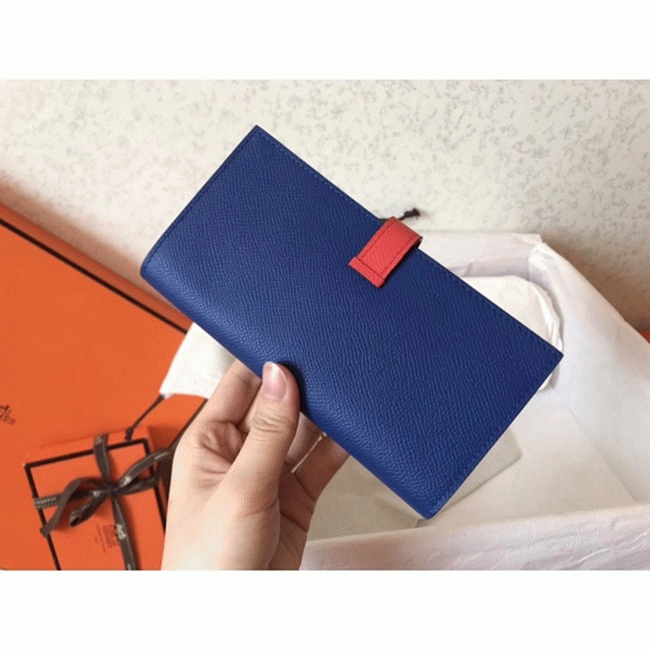 Electric Blue Piment Epsom Imitation Hermes Bearn Wallet angle 5