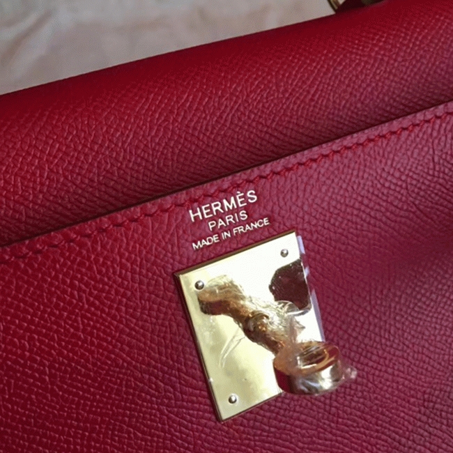 Red Epsom Replica Hermes Kelly 32cm Sellier Classic Bag angle 2