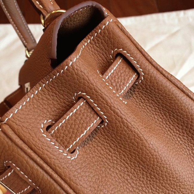 Gold Clemence Knockoff Hermes Kelly Retourne 28cm Classic Bag angle 2