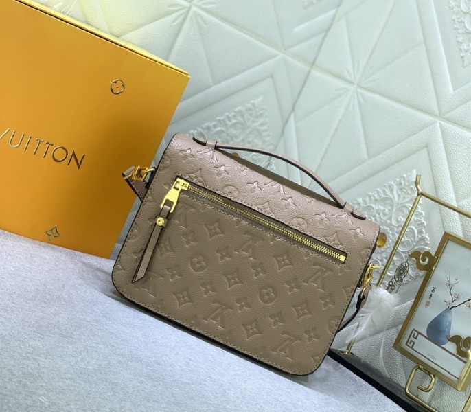 LV Monogram Empreinte Leather Metis In Tourterelle Grey M44881 angle 3