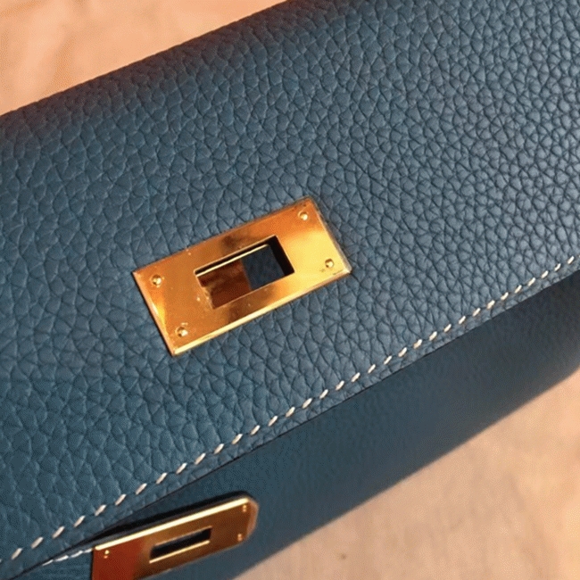 Blue Jean Clemence Replica Hermes Kelly Retourne 32cm Elegant Purse angle 5