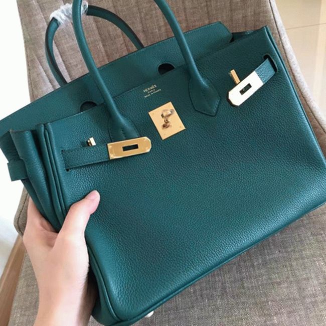 1:1 Copy Hermes Birkin 30cm Bag in Malachite Shade angle 2