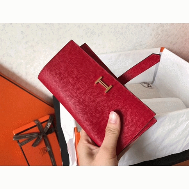 Red Epsom Fake Hermes Bearn Wallet angle 3